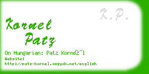 kornel patz business card
